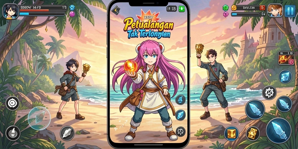 Screenshot gameplay 333V menampilkan aksi seru karakter anime.