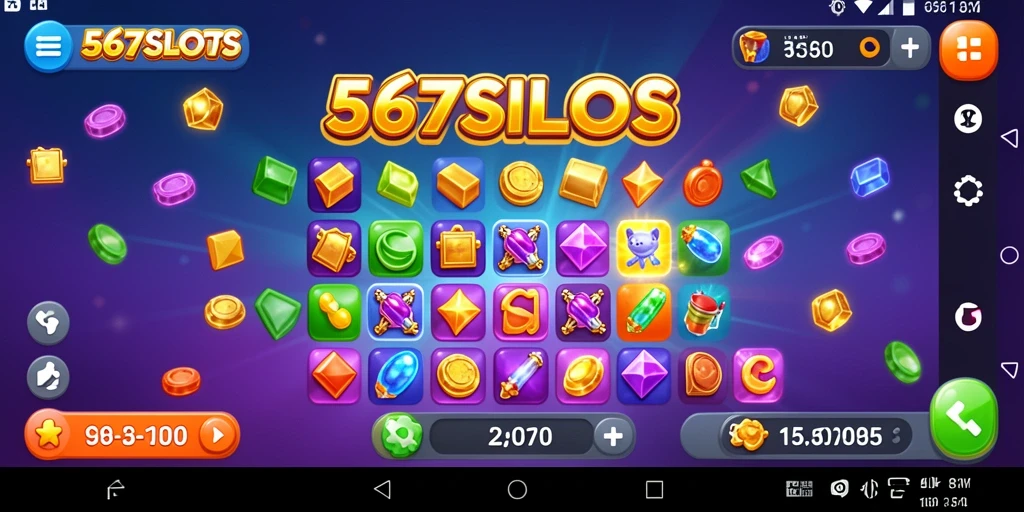 Tampilan gameplay seru di 567SLOTS dengan banyak simbol warna-warni.