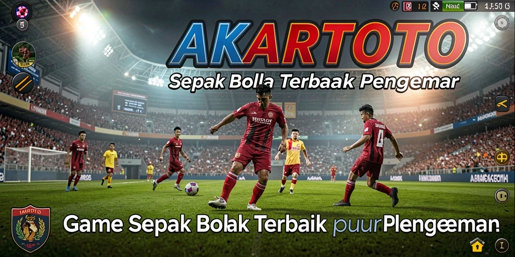 Screenshot gameplay AKARTOTO menampilkan aksi seru pertandingan sepak bola.