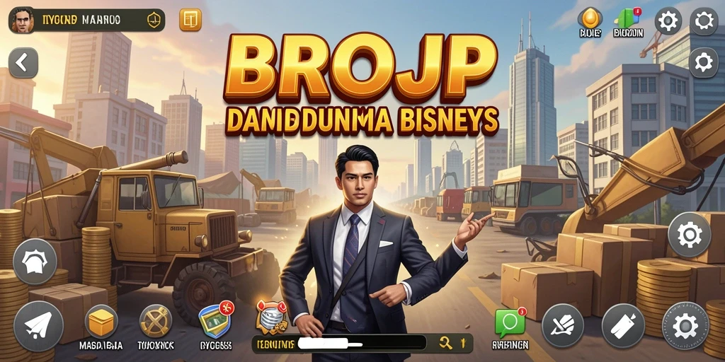 Screenshot gameplay BROJP yang menampilkan strategi bisnis yang menarik.