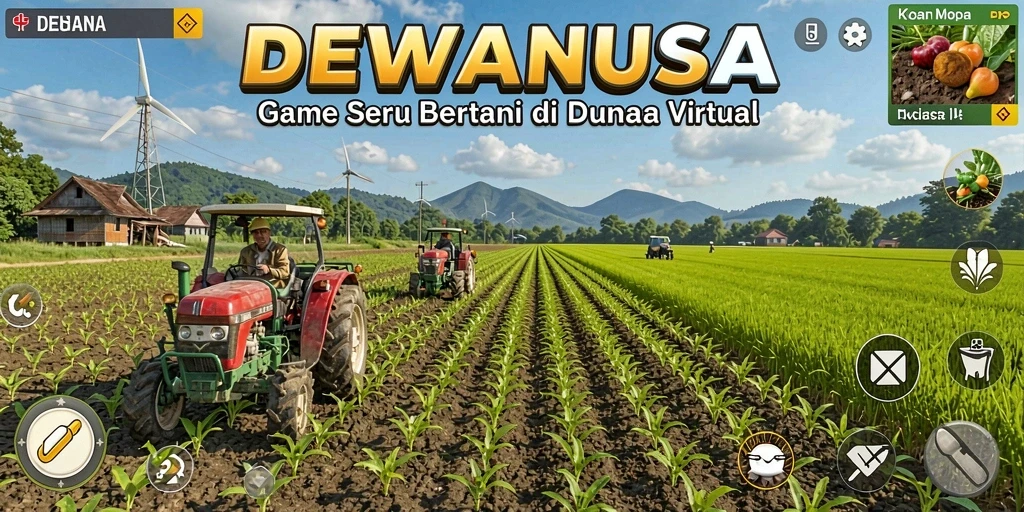 Menunjukkan gameplay seru saat mengelola pertanian virtual.