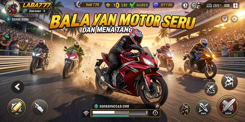 Gameplay menarik dalam balapan motor yang mendebarkan.